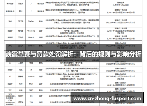 魏震禁赛与罚款处罚解析：背后的规则与影响分析