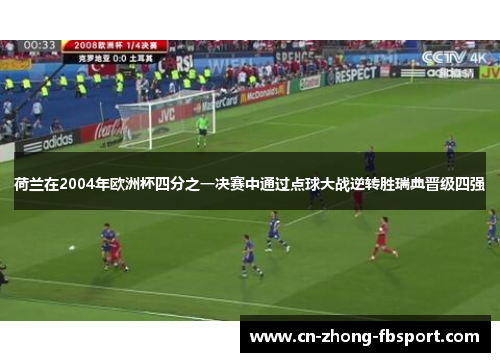 荷兰在2004年欧洲杯四分之一决赛中通过点球大战逆转胜瑞典晋级四强